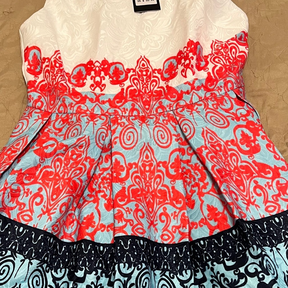 Stylish Patterned dress- Red, Blue, and Black